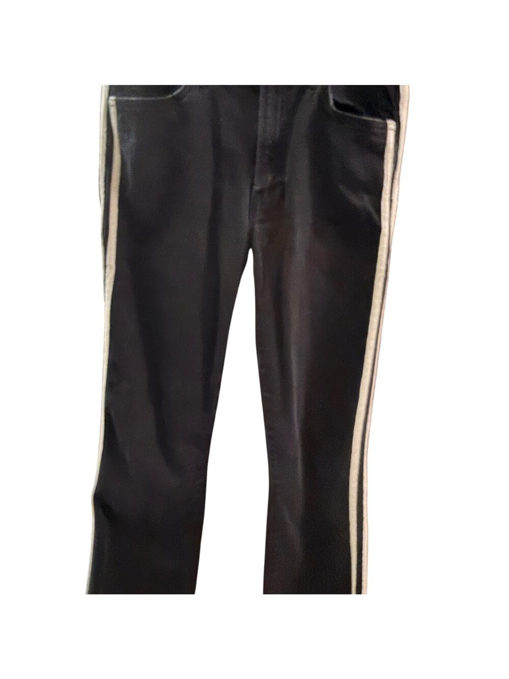 MOTHER Black Pants with White Stripes
